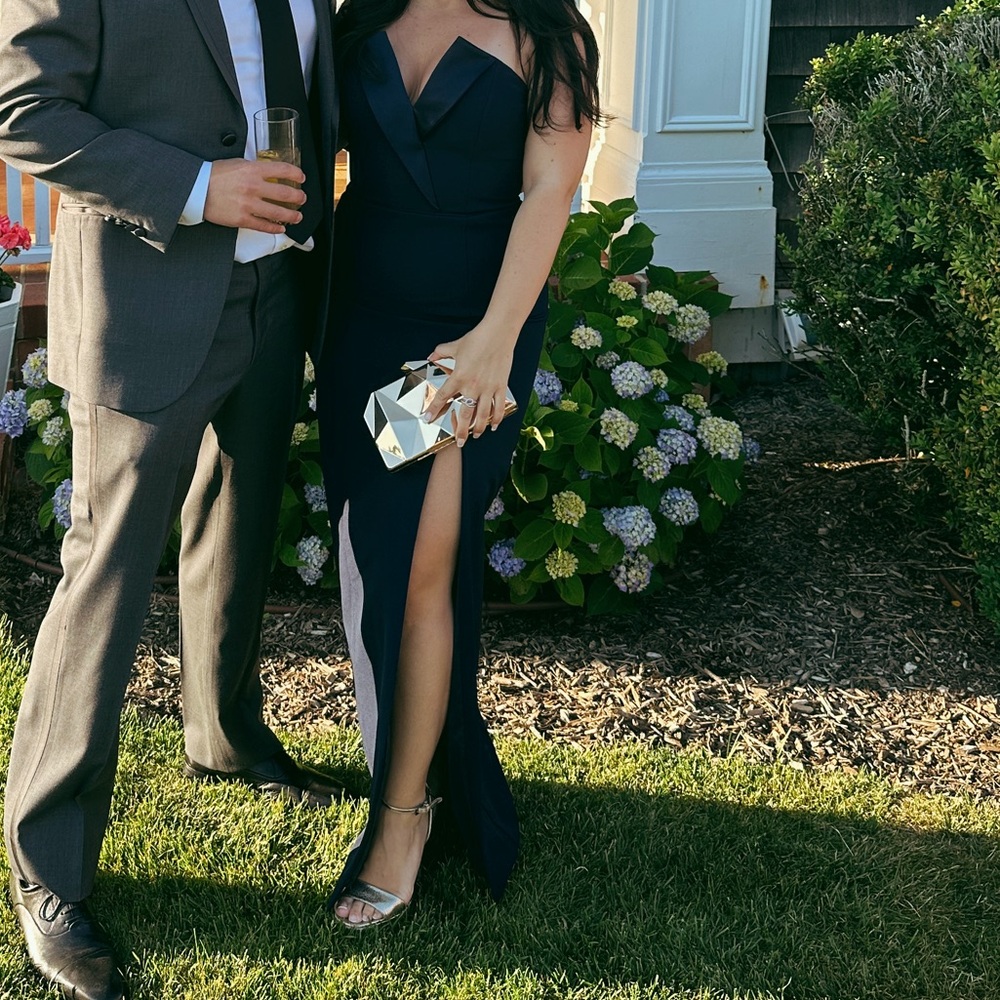 Liv Foster Crepe Strapless Column Gown